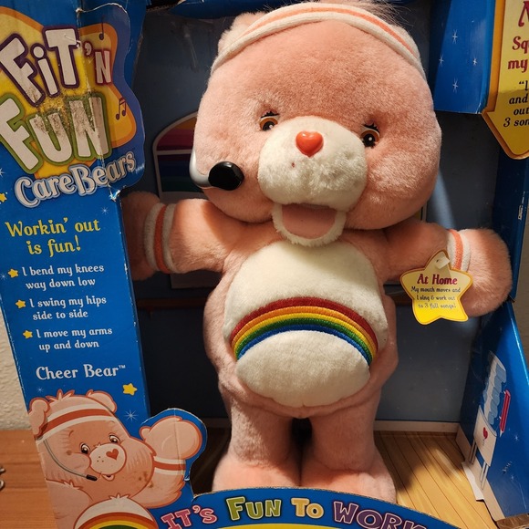 ☀️ VTG Care Bears 2004 Fit N Fun Sing Dance Exercise Rainbow‎ Cheer Plush TESTED - Picture 8 of 8